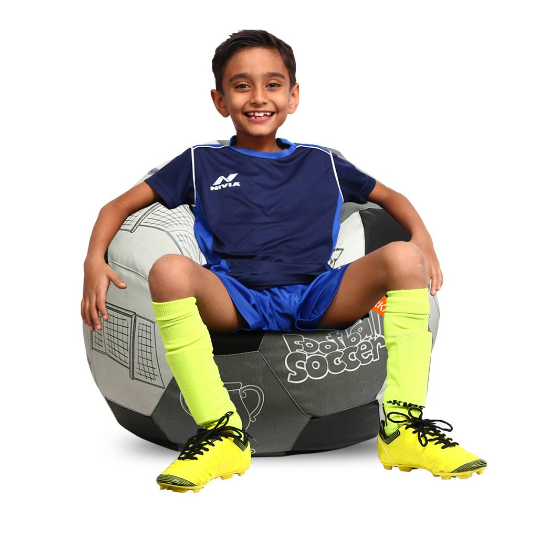 Orka Digital Printed Kids Foorball With Mathching Footstool Filled Bean Bag With Beans (FB48 Multicolor) view 2